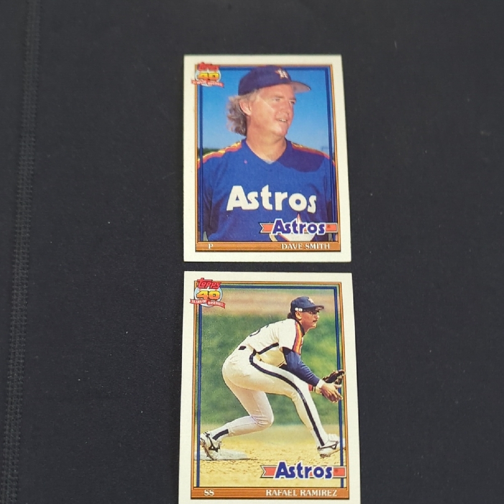 Topps 1991 "2"  Astros Baseball Cards - Dave Smith & Rafael Ramirez Near Mint